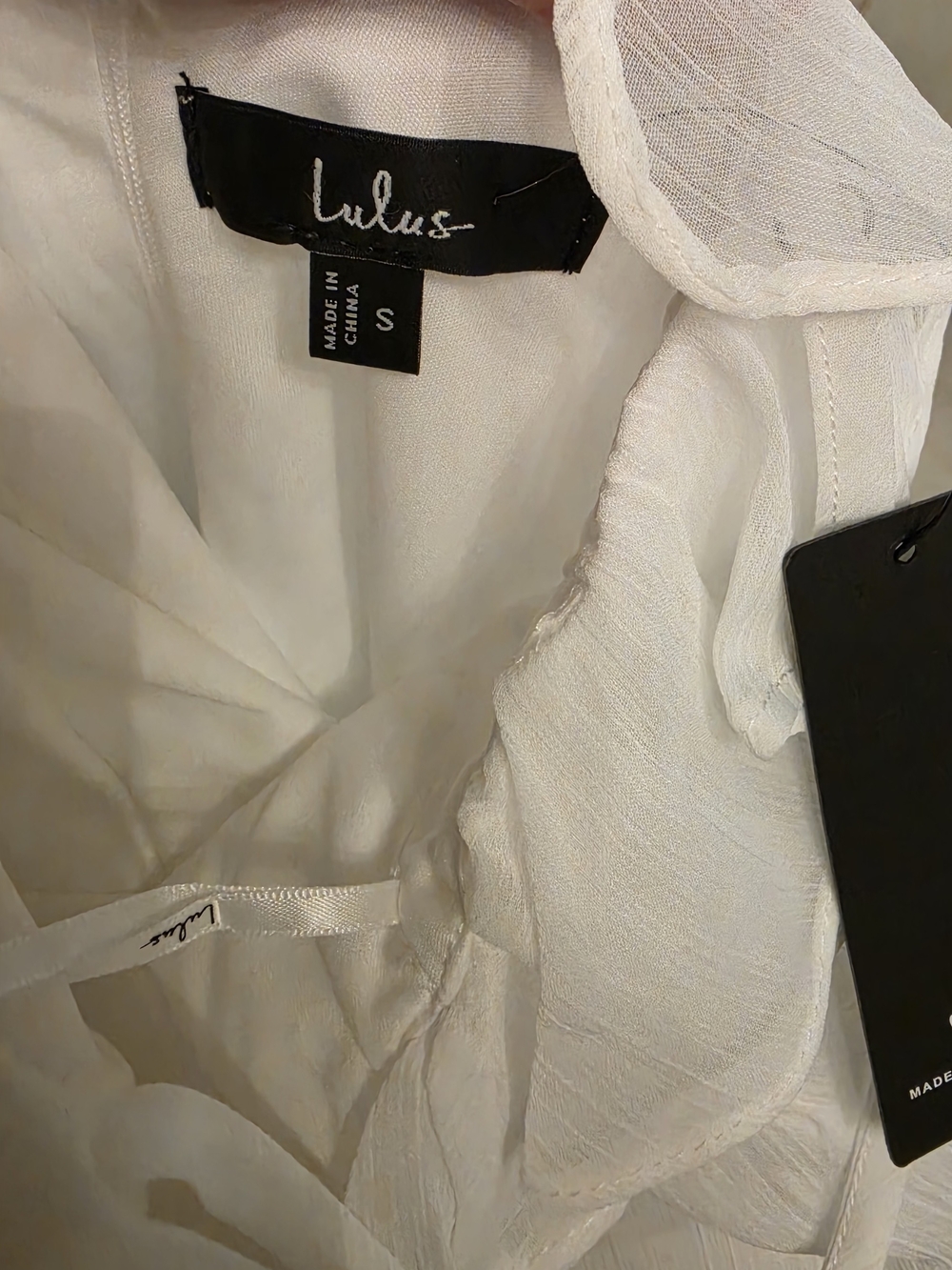 White Ruffle One-Shoulder Mini Dress - Picture 4 of 4
